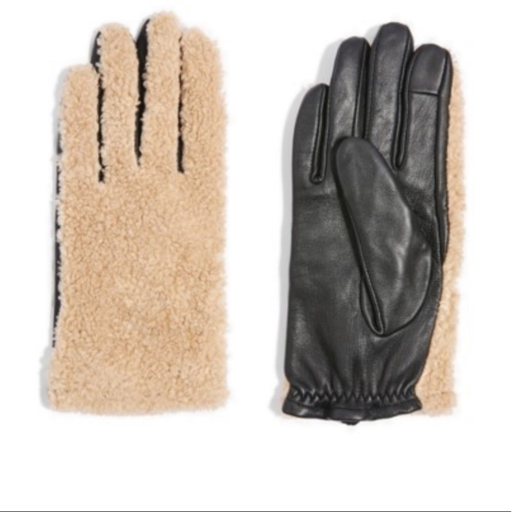 Topshop faux fur&leather gloves-NWTs size …